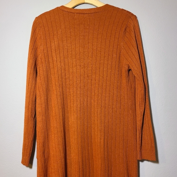NWT Thinkable Red Orange Open Front Long Cardigan - Picture 4 of 8
